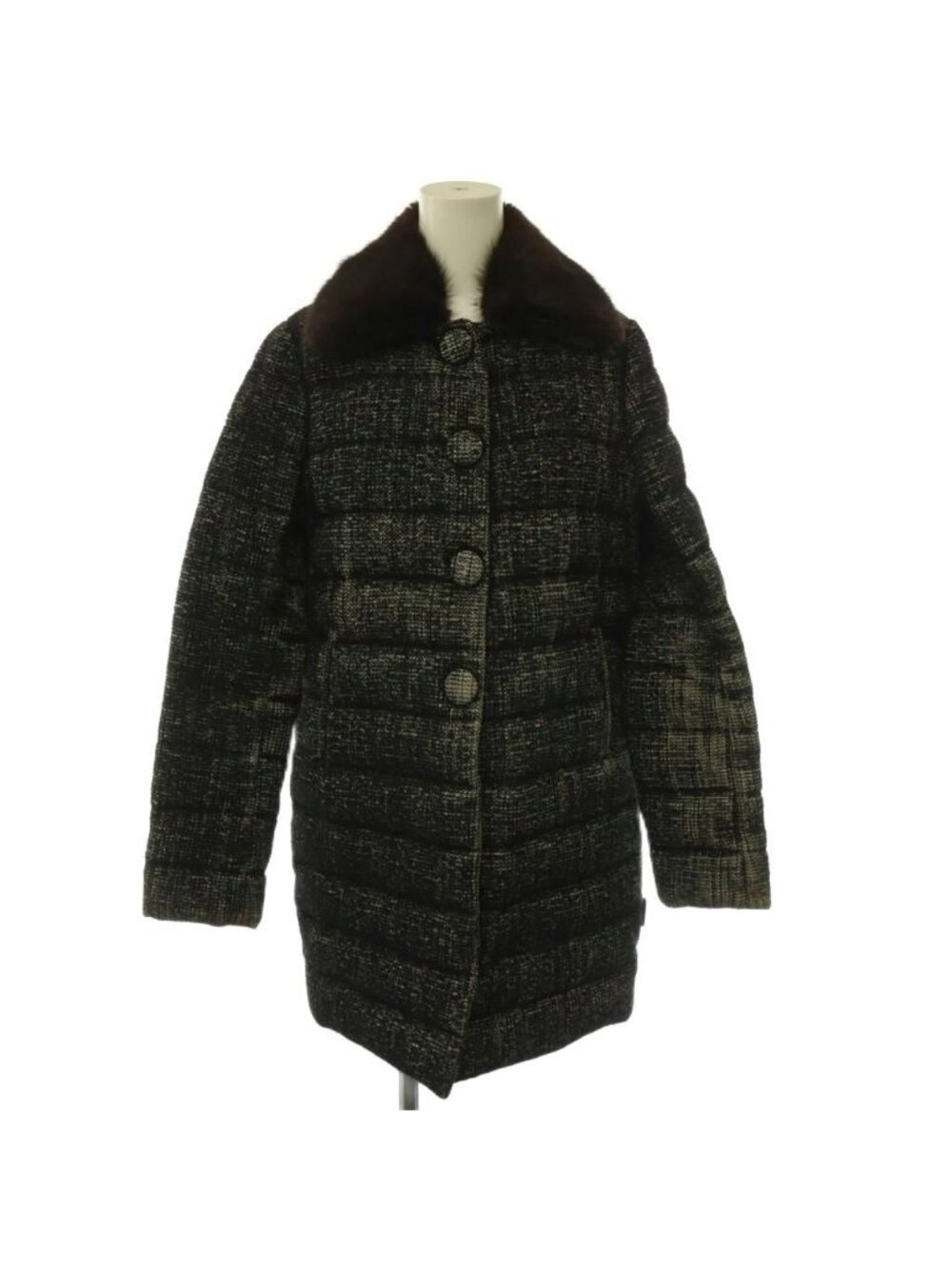 Moncler Seynet Down Coat Soutien Collar Wool Blend Max Slat Fur Middle Black 00